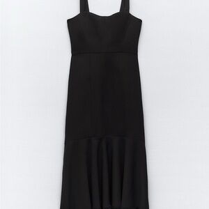 Zara Chic Ruff Black Dress with Zipper